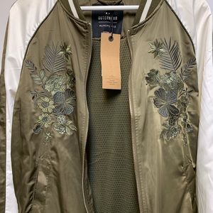 Satin Bomber Jacket with Embroidery
